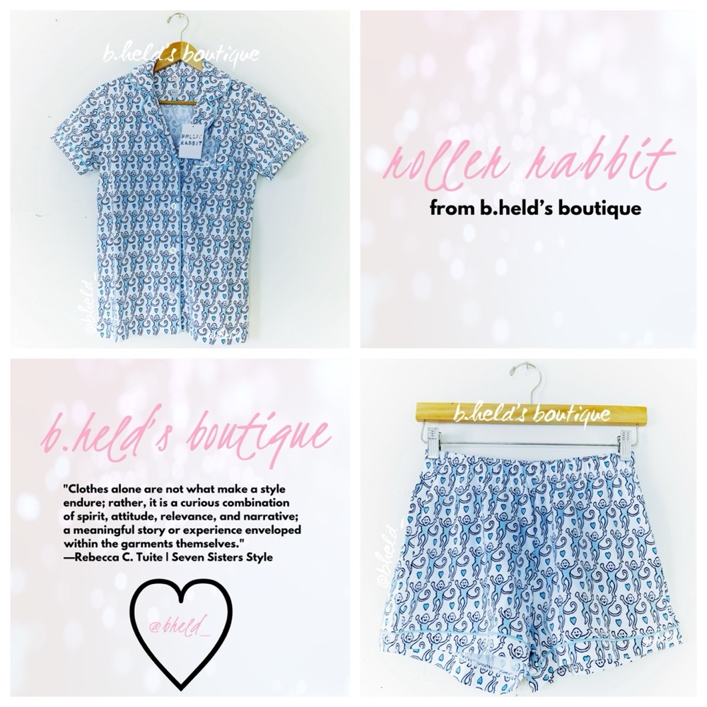 Roller Rabbit Lovely Monkey Polo Pajamas in Powder Blue/Navy Sz XS Brand New NWT